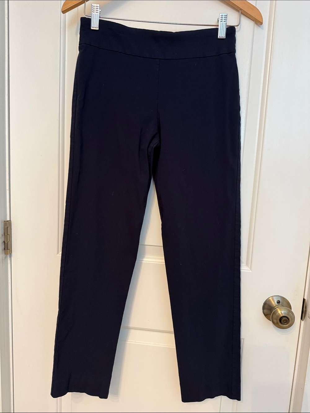 KRAZY LARRY PANTS NAVY BLUE STRETCH PULL ON SKINNY ANKLE USA SIZE 4